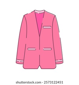 A pink blazer, tailored for a chic and professional look. Perfect for formal or semi-formal attire.