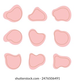 Pink blob shapes with line. Bubble speech set, vector template, isolated on white background. Distorted circle, doodle, minimalistic background