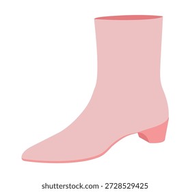 Rosa Block Absatz Knöchel Stiefel Frauen Farbe flach Paar. Runde Zehe mit klobiger Sohlenkapsel, stylische Momente und schicke Kleidung. Technische Mode-Illustration CAD mockup Vektor Männer Unisex isoliert trendy Stil