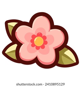 pink blooming cherry blossoms or sakura. minimal flat design. Vector clip art illustration.