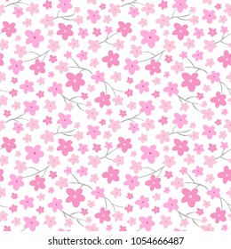 Pink blossom. Seamless vector pattern with beautiful pink blooms.