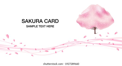 Pink blossoming spring japanese sakura cherry tree vector illustration