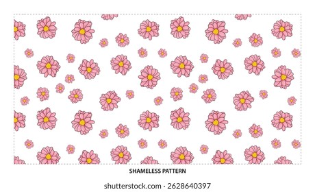Pink Blossoms Seamless Pattern Delicate Floral Background Springtime Style