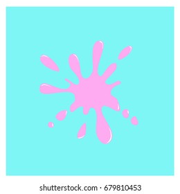 Pink blot on a blue background. Flat design, vector illustration.