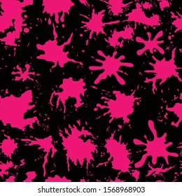 
Pink blot seamless pattern on a black background. Vector. Stylish background.