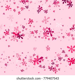 Pink blots on a Pink background. Abstraction with blots. Pink confetti. A scattering of blots. Pink flowers. Spring. A scattering of confetti. Placer from the flowers.