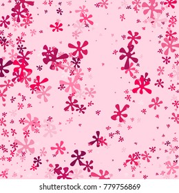 Pink blots on a Pink background. Abstraction with blots. Pink confetti. A scattering of blots. Pink flowers. Spring. A scattering of confetti. Placer from the flowers.