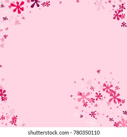 Pink blots on a Pink background. Abstraction with blots. Pink confetti. A scattering of blots. Pink flowers. Spring. A scattering of confetti. Placer from the flowers.