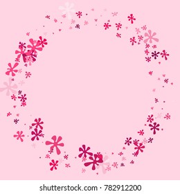 Pink blots on a Pink background. Abstraction with blots. Pink confetti. A scattering of blots. Pink flowers. Spring. A scattering of confetti. Placer from the flowers.