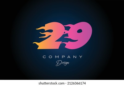 diseño de icono del logotipo de números color azul rosa 29. Plantilla creativa para el negocio
