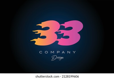 diseño de icono del logotipo de 33 números azul rosa. Plantilla creativa para el negocio