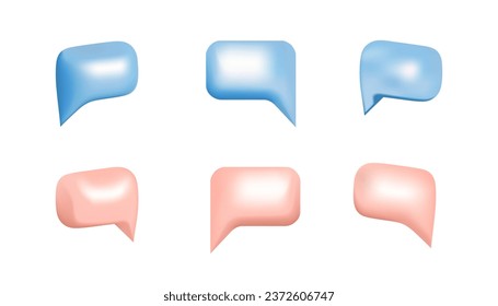 Pink and blue 3d bubble speeches set
