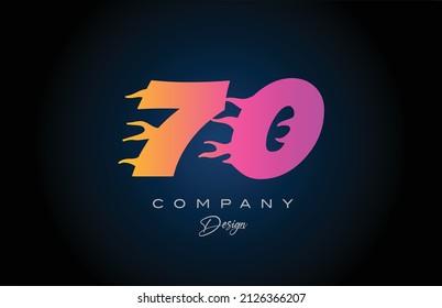 rosafarbene blaue 70-Zahlen-Logo-Design. Kreative Vorlage für Unternehmen