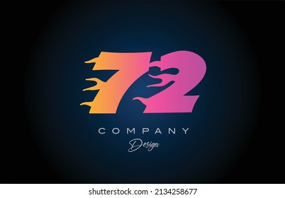 pink blue 72 number logo icon design. Creative template for business