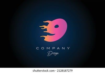 pink blue 9 number logo icon design. Creative template for business