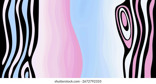 Fundo abstrato rosa e azul com linhas onduladas. Projeto de vetor plano.