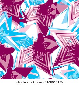 patrón geométrico sin soldadura rosa y azul abstracto sobre fondo blanco. textura geométrica. Dibujo de contorno.
