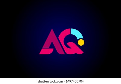 pink blue alphabet letter AQ A Q combination for company logo. Suitable as logotype design for a business