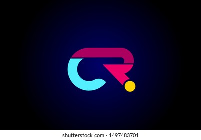 pink blue alphabet letter CR C R combination for company logo. Suitable as logotype design for a business