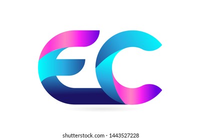 pink blue alphabet letter EC E C combination logo design suitable for a company or business