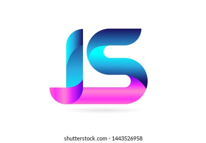 pink blue alphabet letter JS J S combination logo design suitable for a company or business