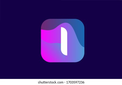 pink blue I alphabet letter logo icon design for company and business