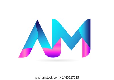 pink blue alphabet letter AM A M combination logo design suitable for a company or business