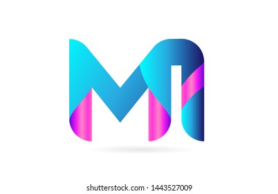 pink blue alphabet letter MI M I combination logo design suitable for a company or business