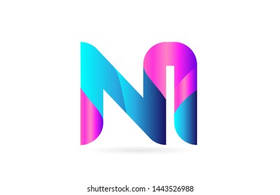 pink blue alphabet letter NI N I combination logo design suitable for a company or business