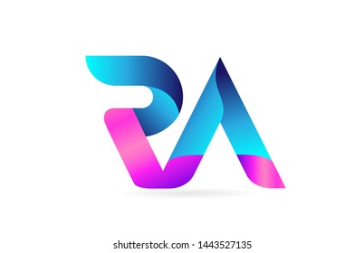 pink blue alphabet letter RA R A combination logo design suitable for a company or business