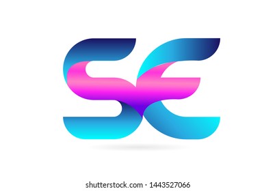 pink blue alphabet letter SE S E combination logo design suitable for a company or business