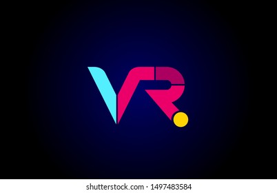 pink blue alphabet letter VR V R combination for company logo. Suitable as logotype design for a business