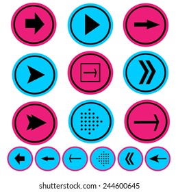 pink and blue arrow icon set