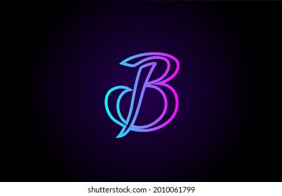 pink blue B line alphabet letter logo for business and company. Creative template design for lettering and corporate 