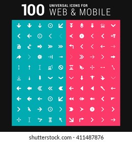 Pink and Blue background 100 universal Icon Set for web and mobile