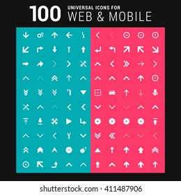 Pink and Blue background 100 universal Icon Set for web and mobile