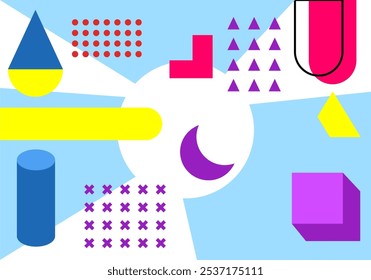 Pink and blue background with geometric shapes