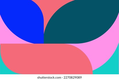 A pink and blue background with a pattern of circles 