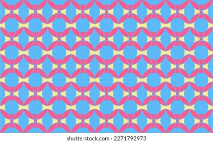 A pink and blue background with a pattern of circles