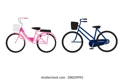 Pink and blue bicycle  icon