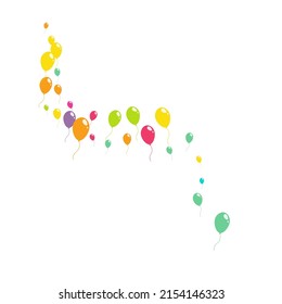 Pink and Blue Birthday Balloon Vector  White Background. Realistic Baloon Illustration. Bright Celebrate Banner. Cute Happy Inflatable Ball Frame.