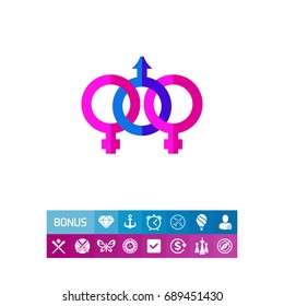 Pink and blue bisexual icon