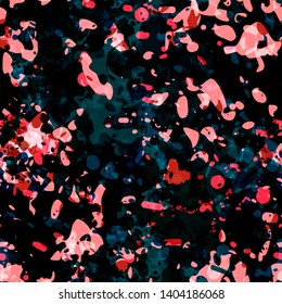 Pink, blue, black splatter seamless texture. Abstract vector background for web page, banners backdrop, fabric, home decor, wrapping