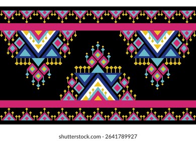 Pink Blue BlackTraditional Decoration Geometry Pattern Aztec Ancient Text tile Motive