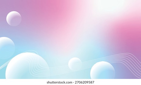 Pink and Blue Blended Ethereal Gradient Background with Bubble Lights and Flowing Lines Stripes