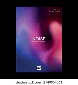 Pink and blue blurred gradient background wavy noise gradation. Abstract watercolor blur mesh and dynamic flow. Gradient aura, grainy texture stipple effect. Gritty vibrant vector poster