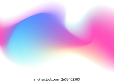 Pink, blue blurry wave form, iridescent smooth gradient neon brush stroke isolated motion element, transparent background. Dream glow abstract watercolor shape.