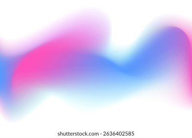 Pink, blue blurry wave form, iridescent smooth gradient neon brush stroke isolated motion element, transparent background. Dream glow abstract watercolor shape.