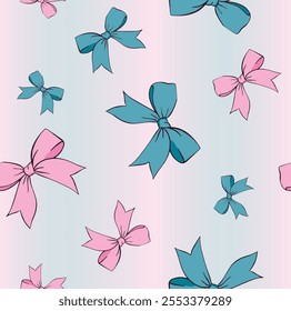 pink and blue bow repeat patterns