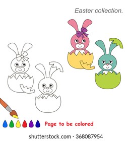 Pink and Blue Bunny to be colored. Game for kids.